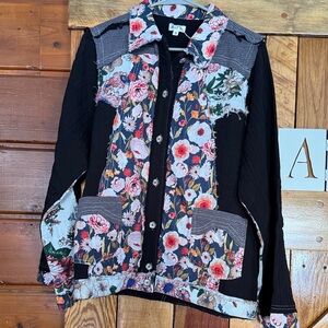 POL NWOT Floral Patchwork Jacket - Black & Multicolor
